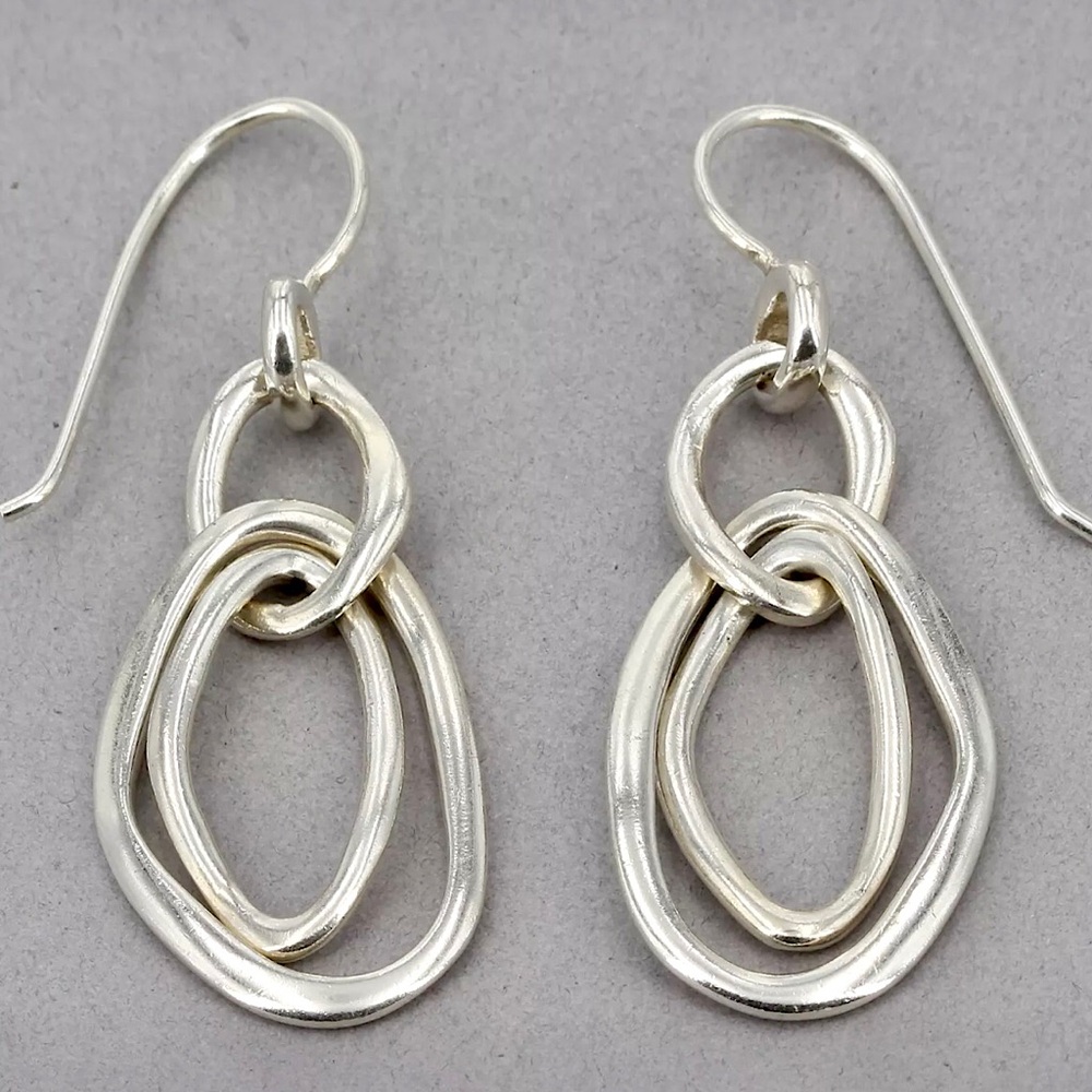 SILPADA Sterling Silver Intertwined Freeform Oval Loop Dangle Earrings W1487 NIB